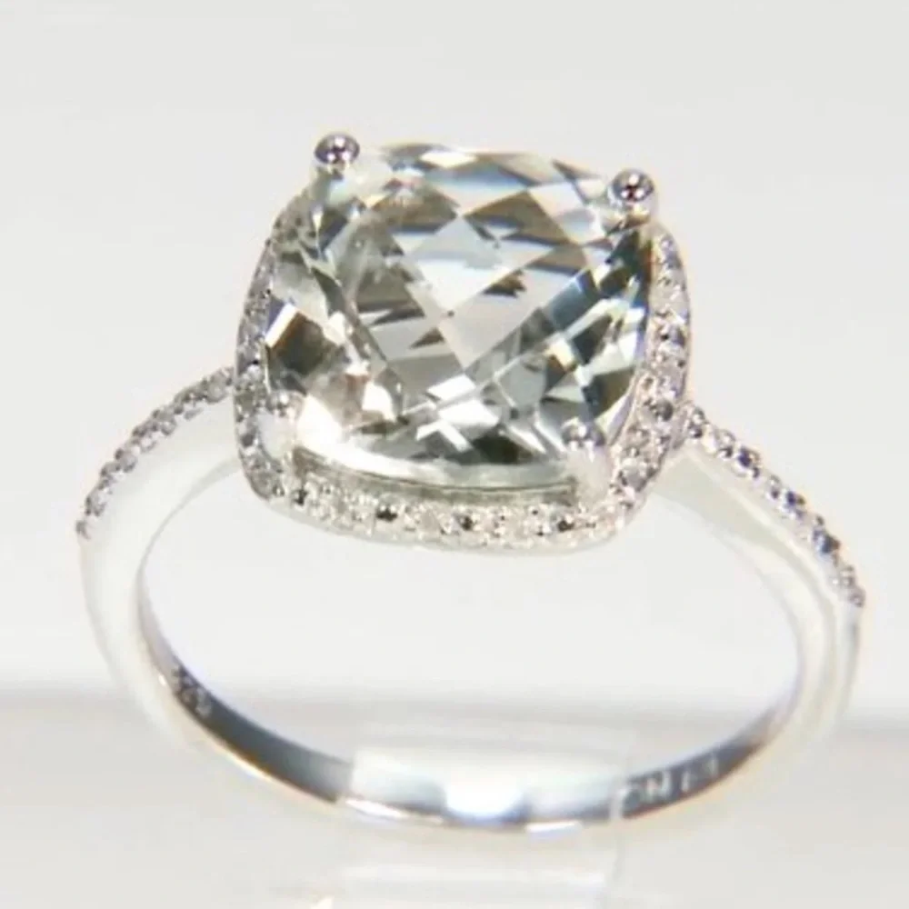 Natural Diamond Green Amethyst Ring